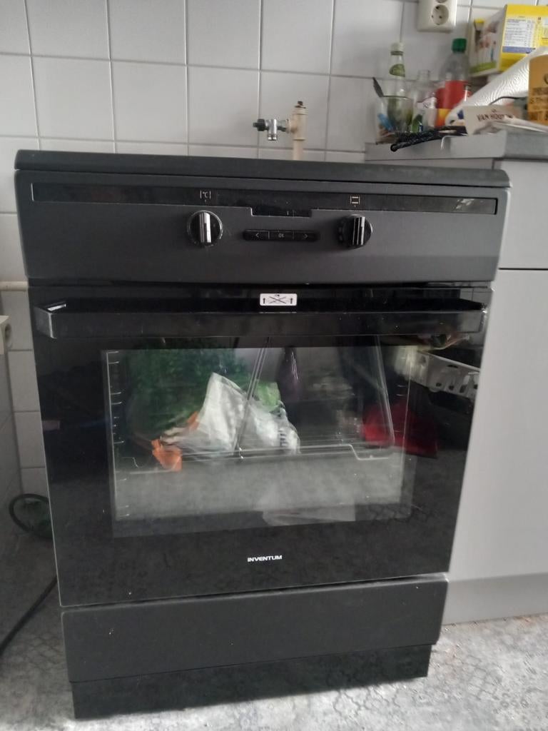 Inventum Inductie Kookplaat met Oven - Zwart, Witgoed en Apparatuur, Fornuizen, Ophalen, 4 kookzones, Zo goed als nieuw, Inductie