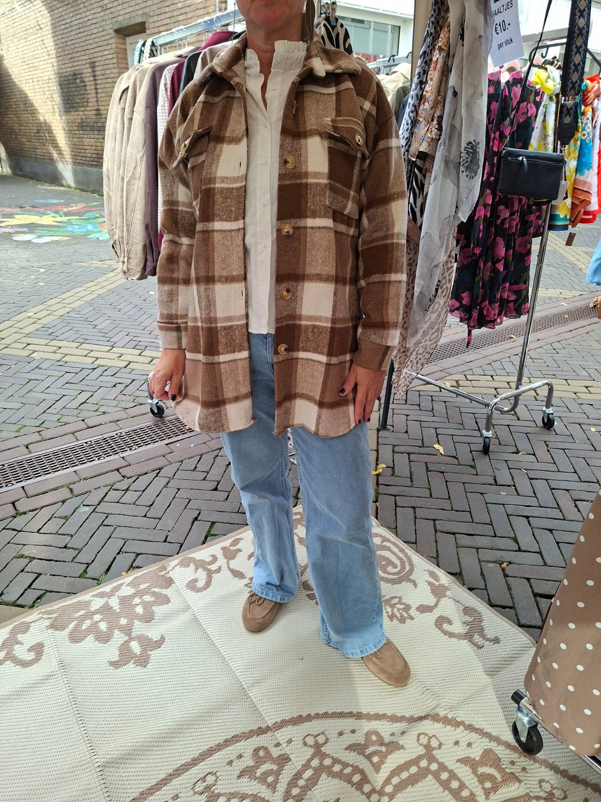 flanel houthakkers blouse blokken ruiten bruin one size, Maat 38/40 (M), Bruin, Nieuw, Ophalen of Verzenden