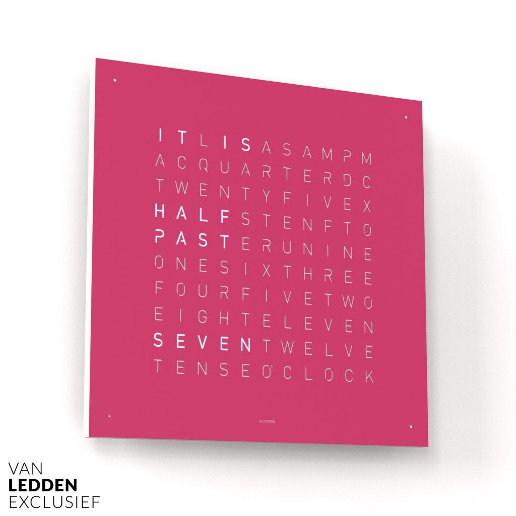 Qlocktwo Earth 45 Pretty Pink Design Woordklok Roze Klok, Wandklok, Nieuw, Ophalen of Verzenden, Qlocktwo