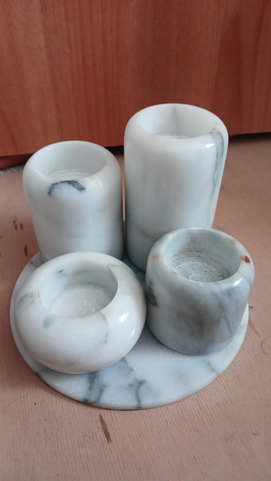 Luxe Massief Marmeren Waxinelichthouder Set (5-delig), Huis en Inrichting, Ophalen of Verzenden, Grijs