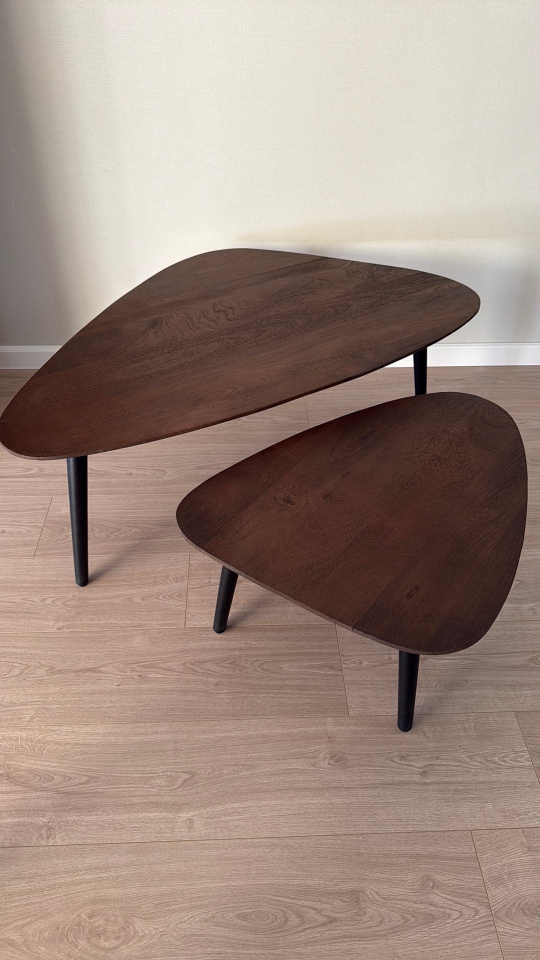 Salontafel set mangohout espresso Jamal, Huis en Inrichting, Tafels | Salontafels, Ophalen, 100 tot 150 cm, 50 tot 100 cm, Zo goed als nieuw