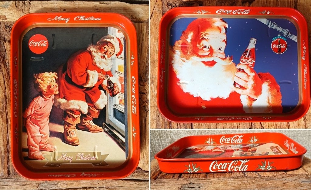 Coca Cola Kerst Dienbladen Santa Claus, Ophalen of Verzenden, Zo goed als nieuw, Gebruiksvoorwerp