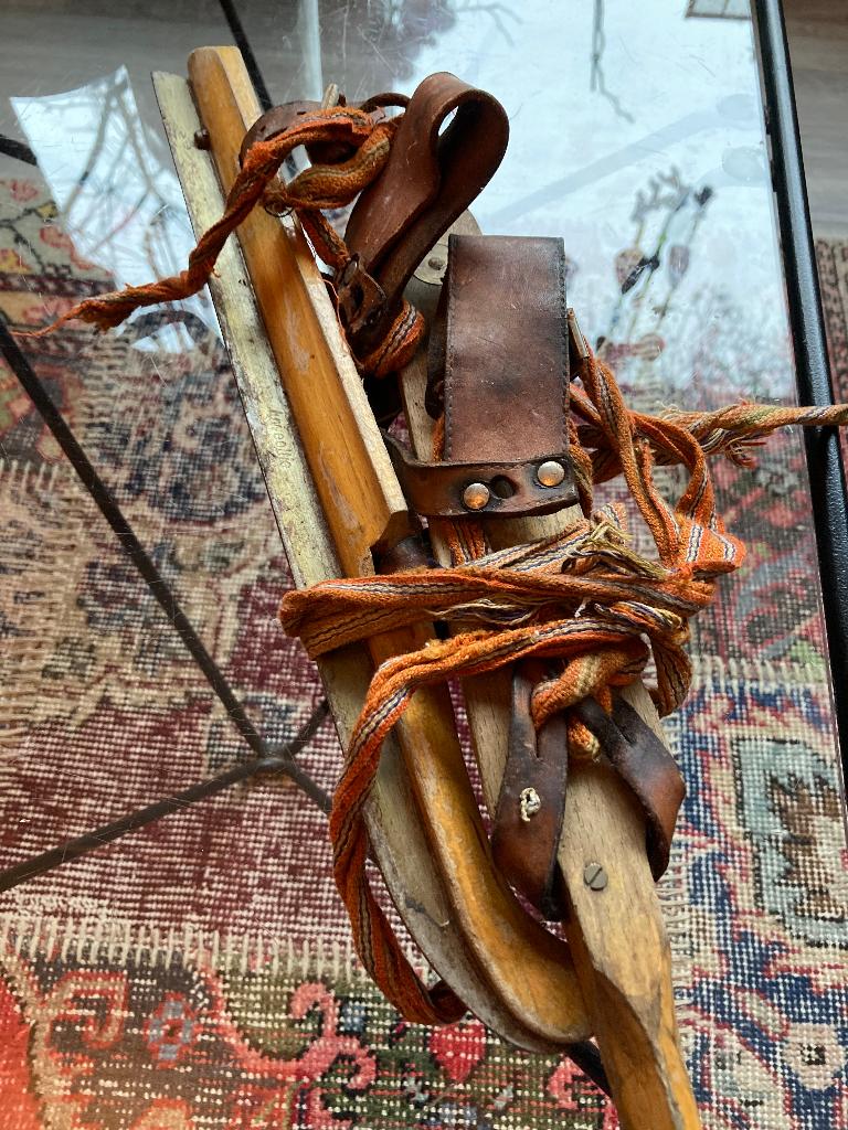 Vintage antieke houten leer metalen ijzers Friezen schaatsen, Ophalen of Verzenden, Gebruikt, Overige typen, Overige merken