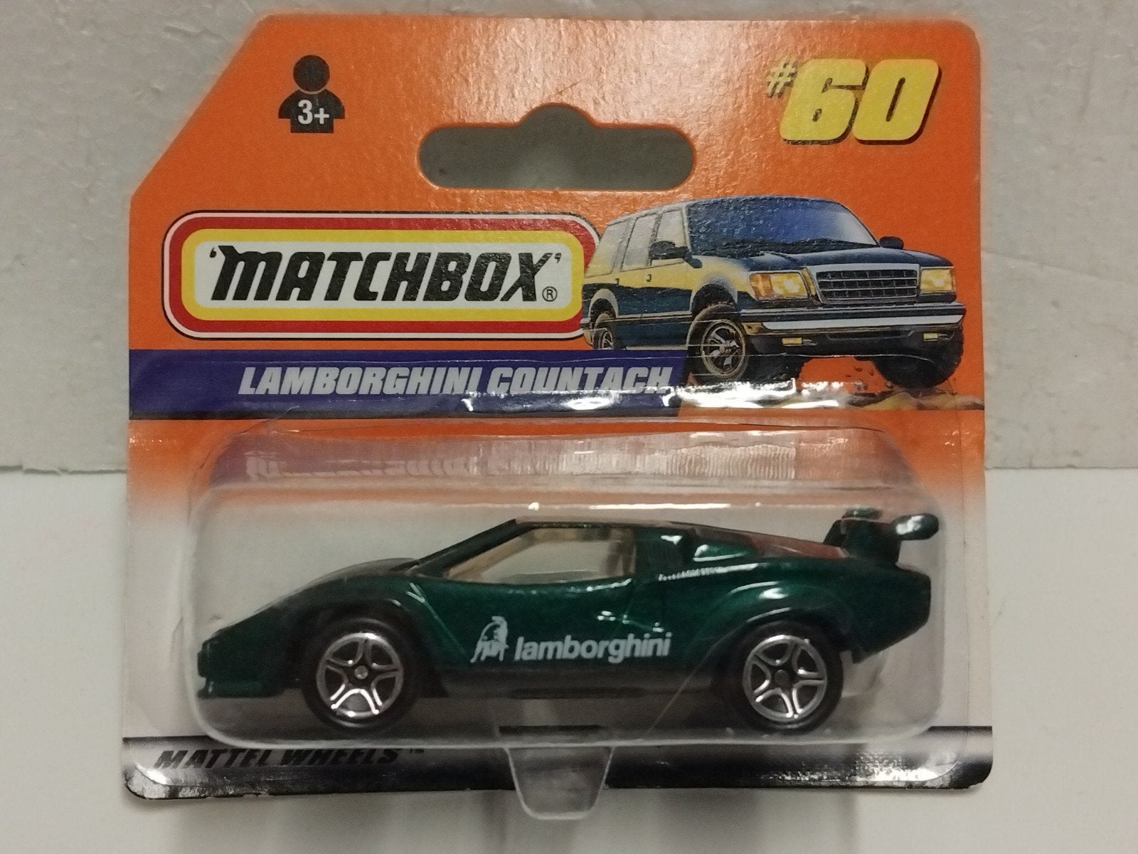 Matchbox #60 Lamborghini Countach groen blister 3INCH, Ophalen of Verzenden, Zo goed als nieuw, Auto