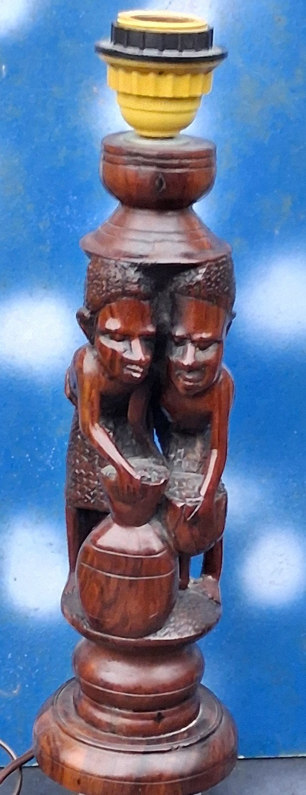 Tafellampvoet. Houtsnijwerk. Afrika. 35 cm., Ophalen, Overige typen, Gebruikt, Overige merken