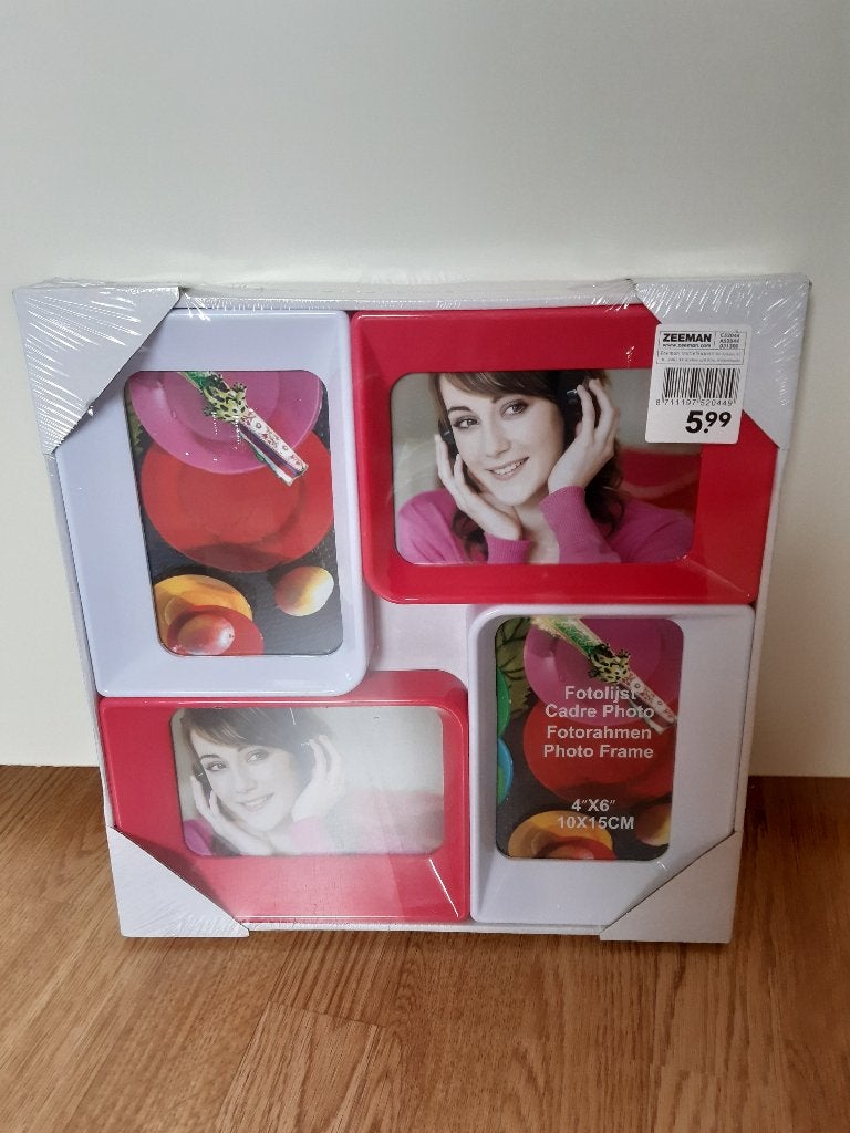 NIEUW  Fotolijst voor 4 foto's, Audio, Tv en Foto, Fotografie | Fotolijsten, Ophalen of Verzenden, Nieuw, Roze, Kunststof