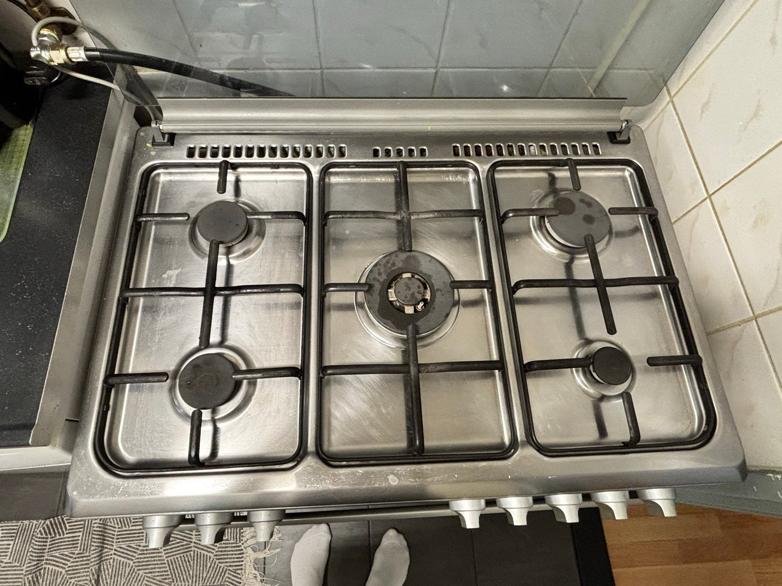 Wiggo Gasfornuis met elektrische oven 91x60, 5-pits, Ophalen, Gebruikt, 60 cm of meer, Gas