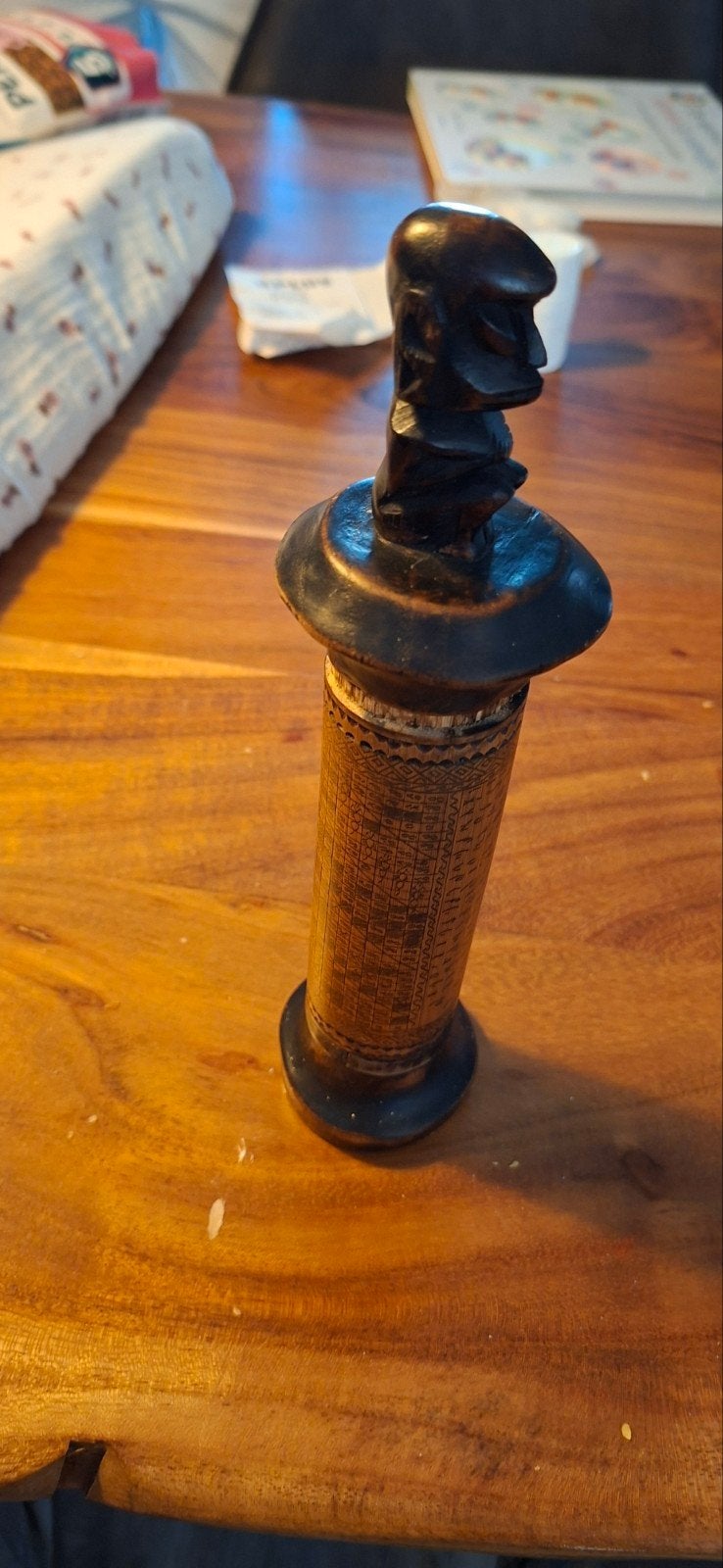 Antieke Porhalaan (Batak kalenderkoker) uit Indonesië, Antiek en Kunst, Gesneden, Bruin, Ophalen of Verzenden, Indonesië