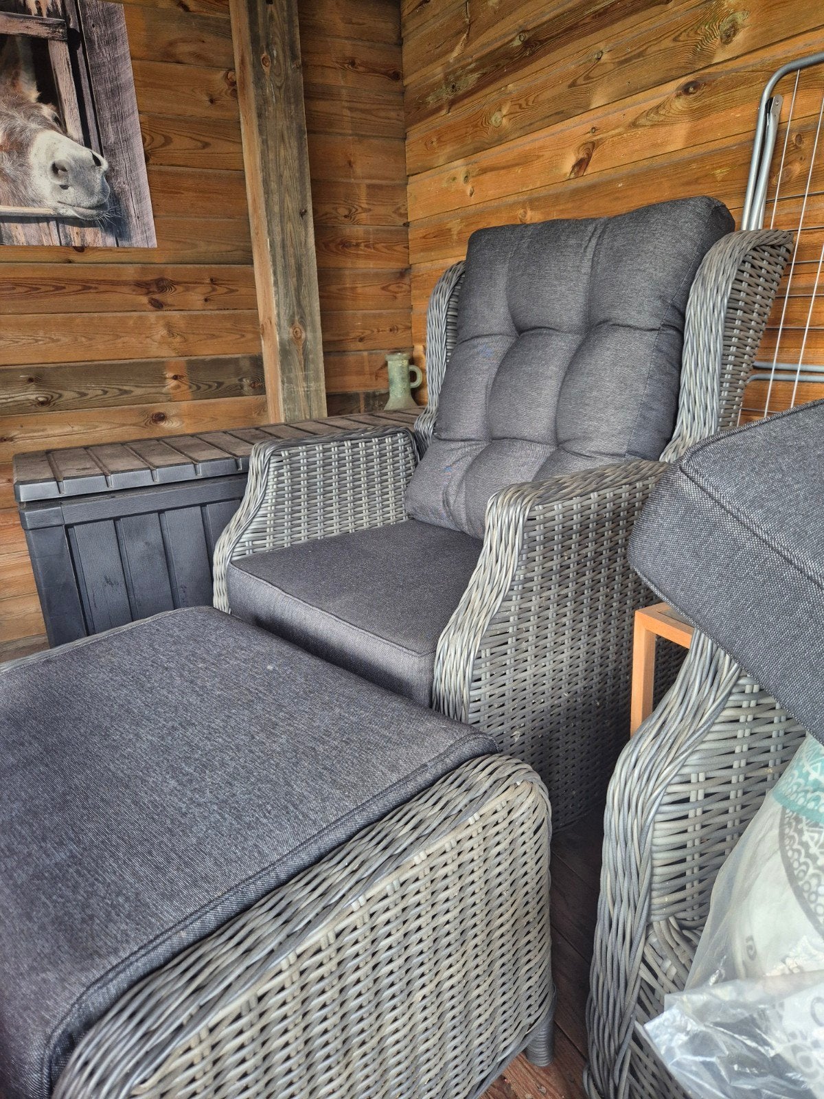 2 stuks Wicker tuinstoel met voetenbank - Garden Collections, Ophalen, Zo goed als nieuw, Wicker