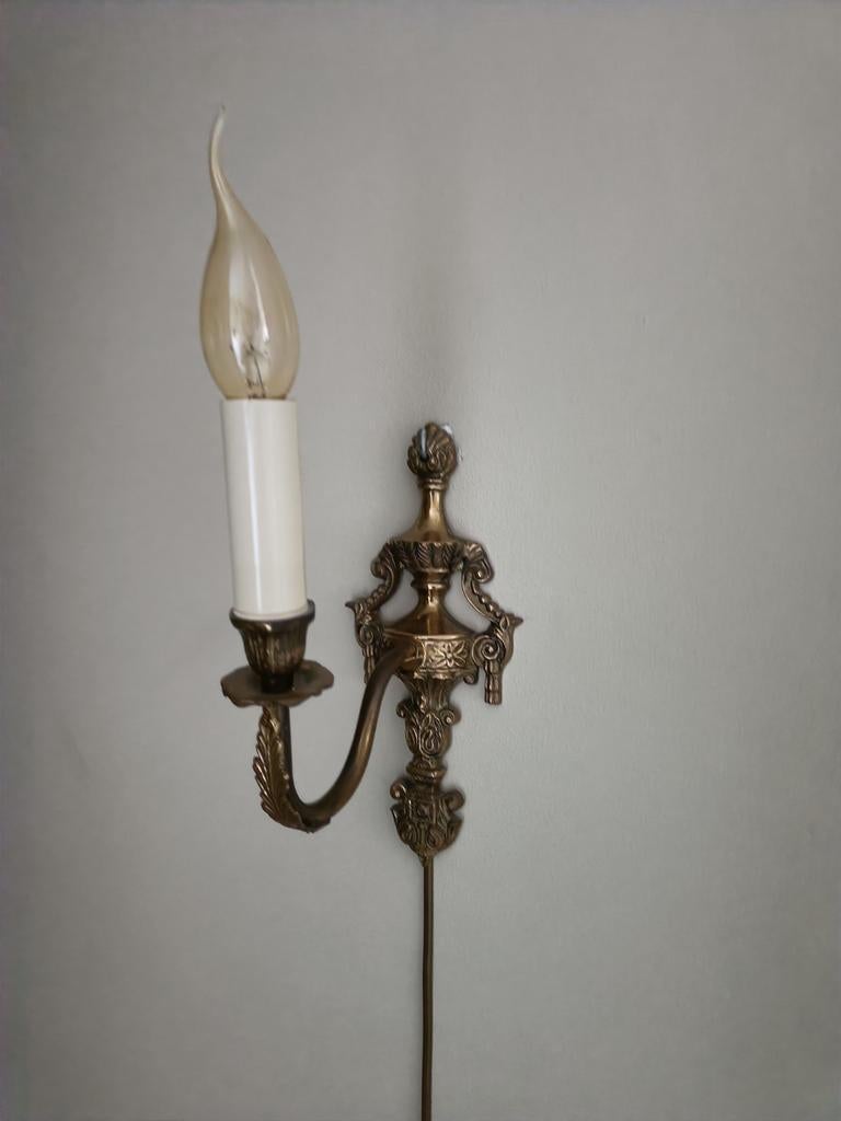Leuk brocante bronzen schemerlampje., Huis en Inrichting, Lampen | Wandlampen, Ophalen of Verzenden