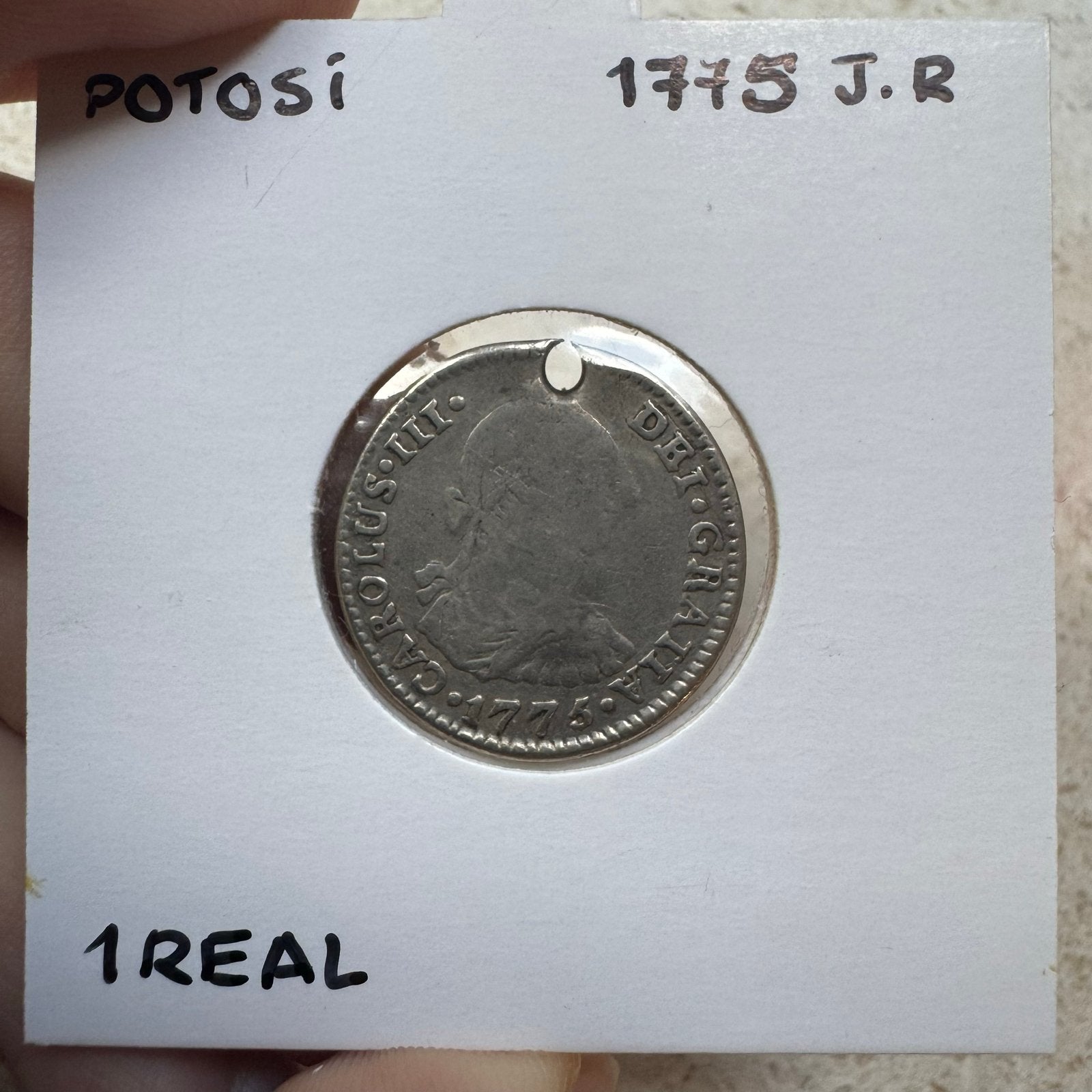 Zilveren 1 Real munt Potosí 1775 J.R. Carlos III, Ophalen of Verzenden, Losse munt, Zilver