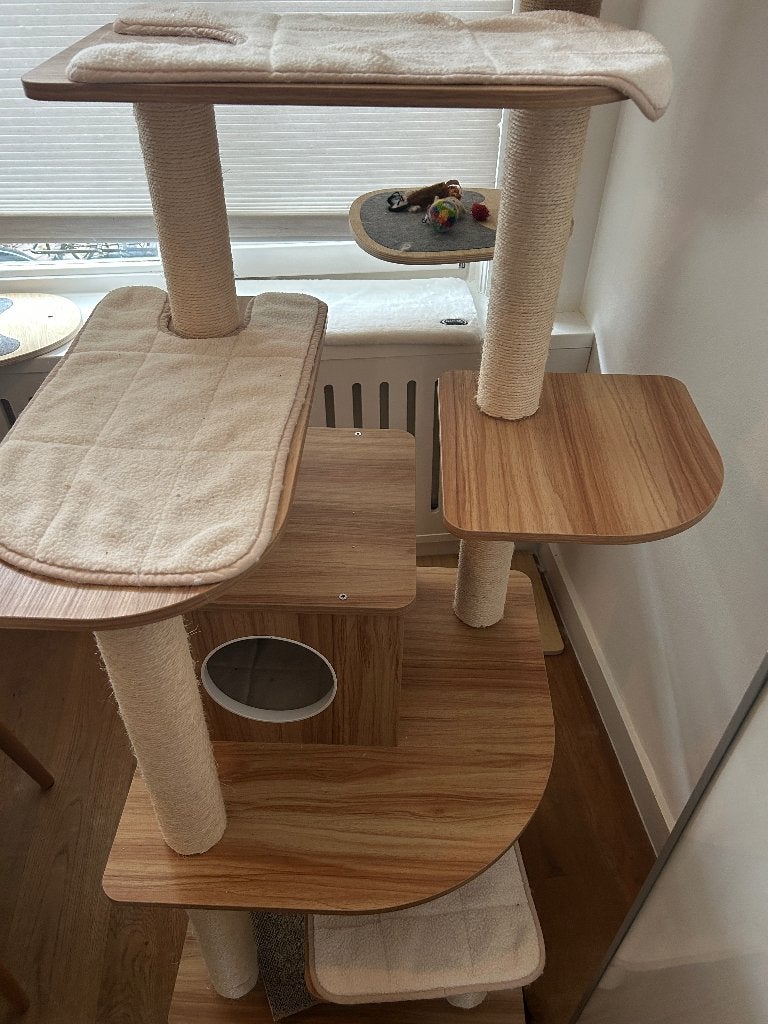 Hout Krabpaal met extras, Dieren en Toebehoren, Ophalen, Zo goed als nieuw, Krabpaal
