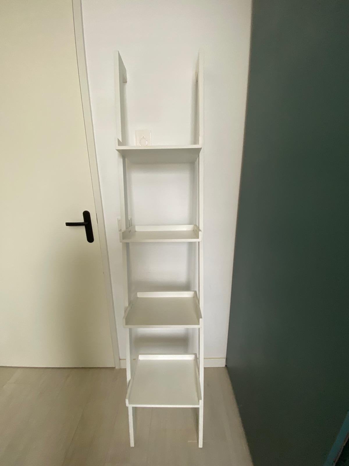 Witte wandplank / ladderrek met  4 planken, Ophalen, Met plank(en), Minder dan 50 cm, Gebruikt