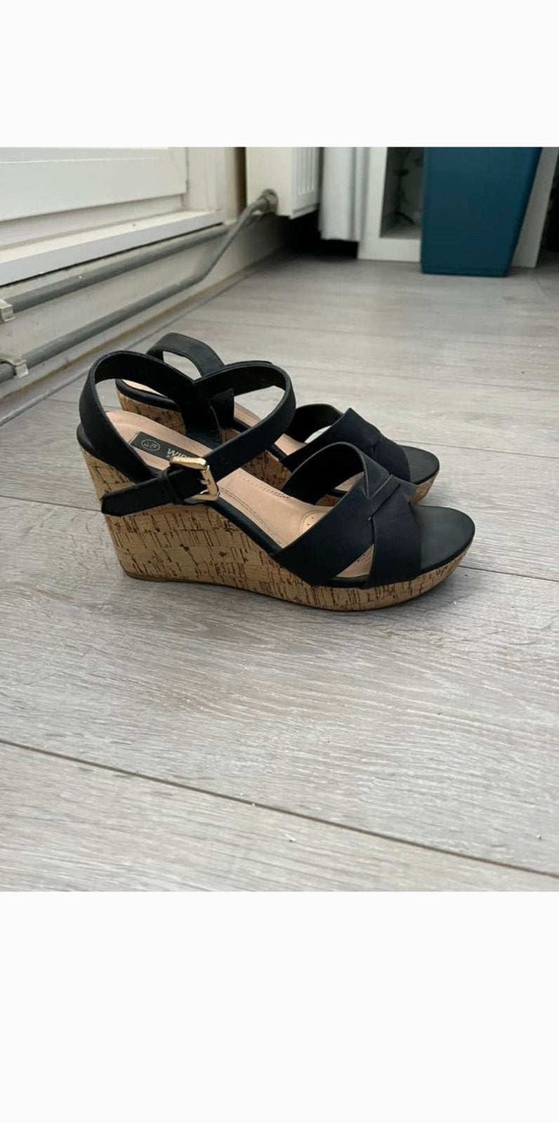 Zwarte sleehakken wide fit maat 38, Ophalen, Schoenen met lage hakken, Zwart, Gedragen
