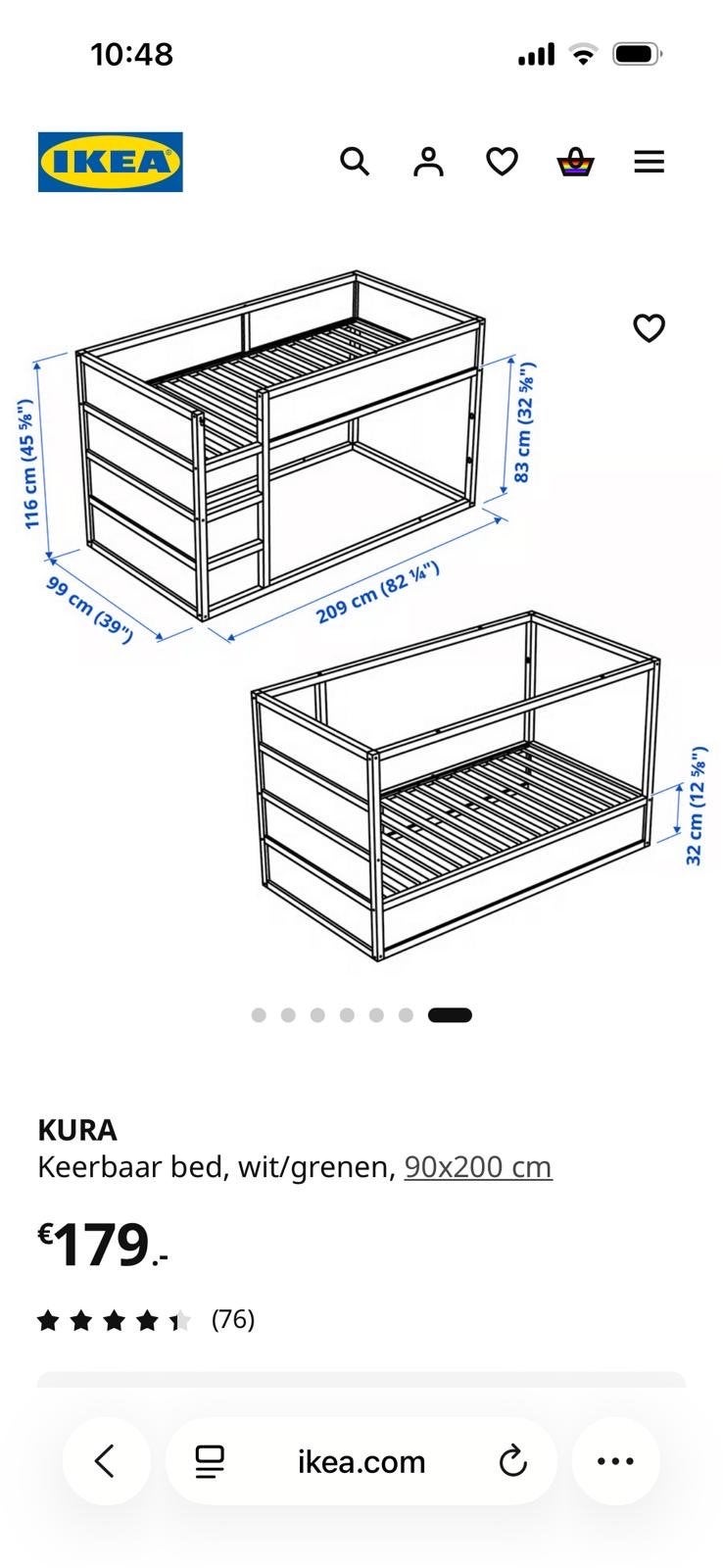 IKEA KURA omkeerbaar kinderbed 90x200 cm, Ophalen, Gebruikt, 90 cm, Eenpersoons