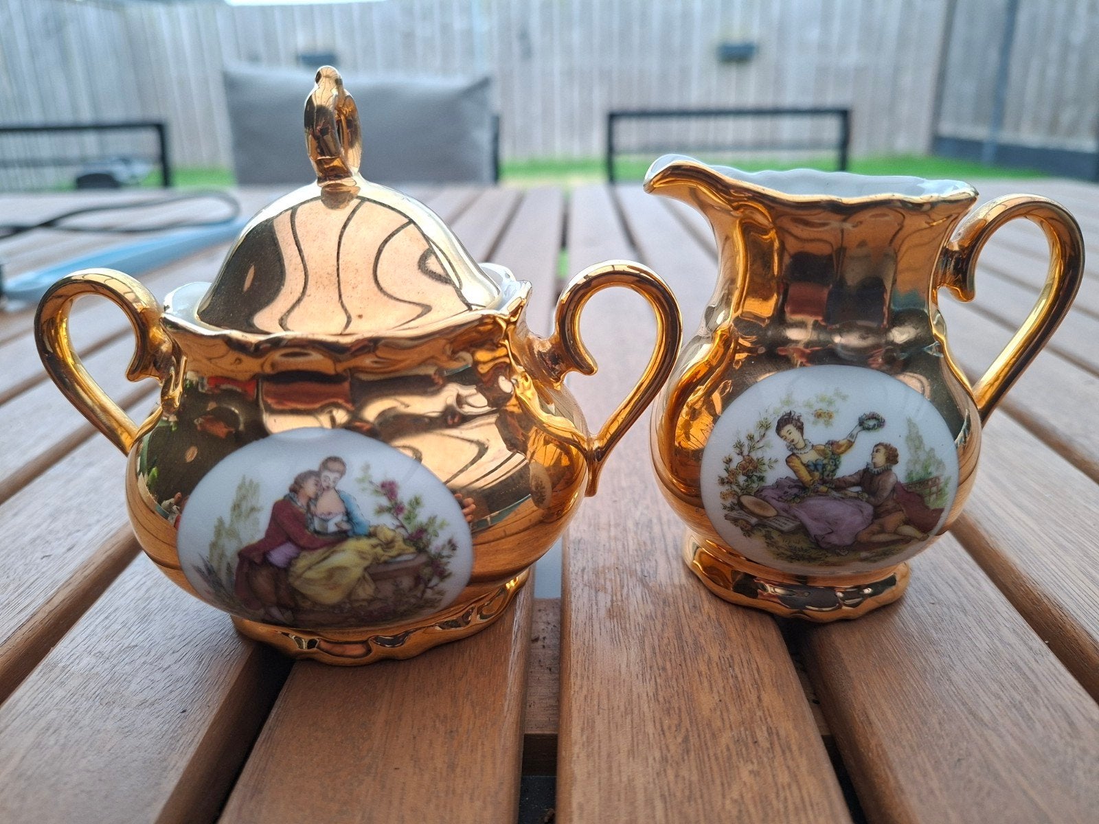 Bareuther Waldsassen 22 Karaat Goud Melk en Suiker Set, Antiek en Kunst, Ophalen of Verzenden