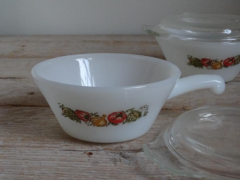 2x Schaaltje, RETRO, Anchor Hocking, HARVEST VEGETABLES zgan, Antiek en Kunst, Ophalen of Verzenden