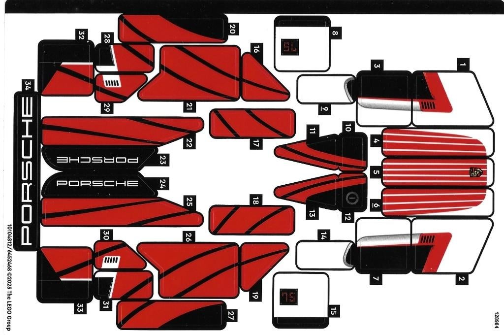 Stickervel voor Lego 76916 Porsche 963 Nieuw, Ophalen of Verzenden, Nieuw, Overige merken