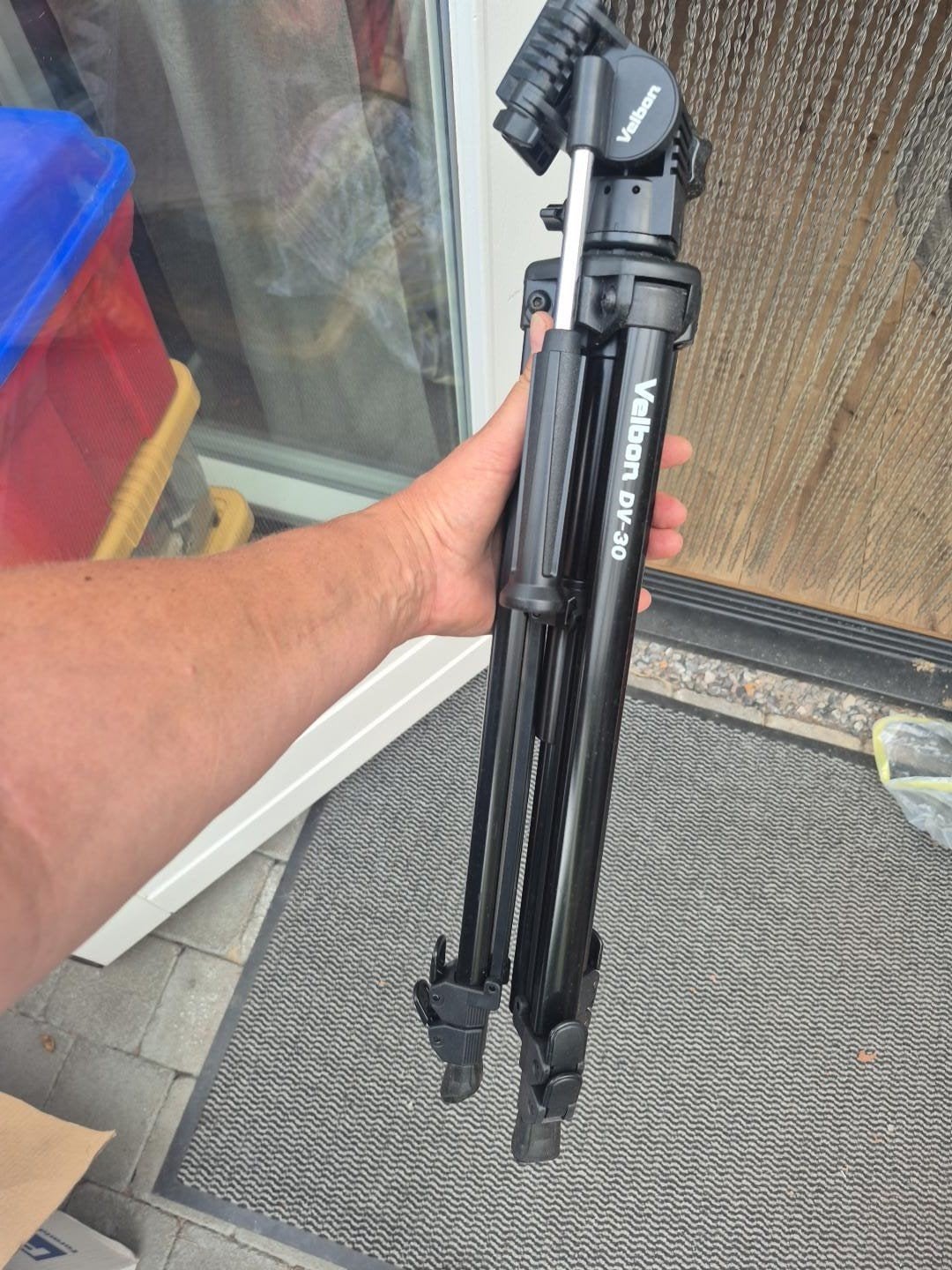 Velbon DV-30 statief met videokop – originele doos, Ophalen, Driepoot