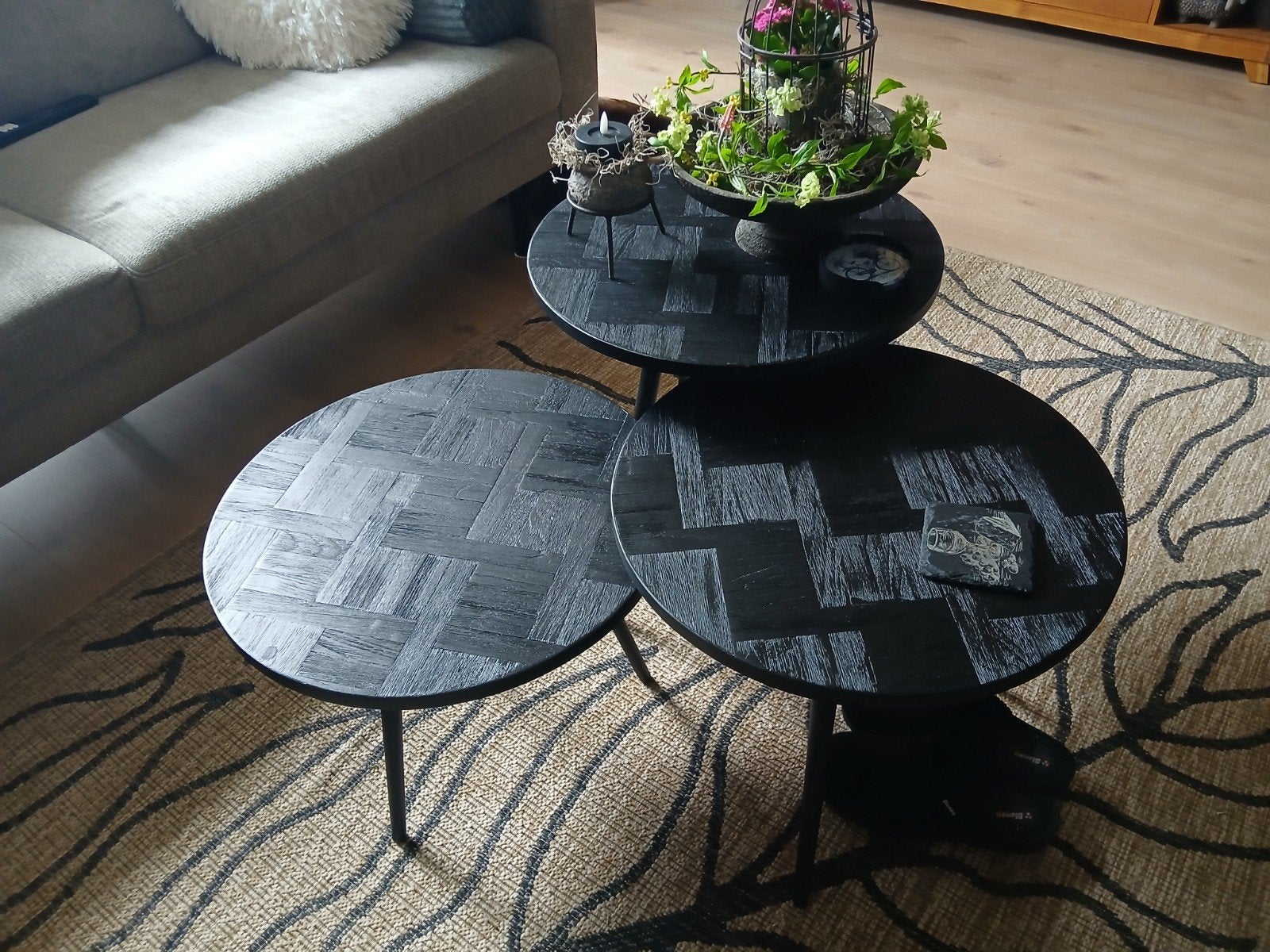 Tafelset, Huis en Inrichting, Tafels | Salontafels, Ophalen, 50 tot 100 cm, Rond, 50 tot 100 cm