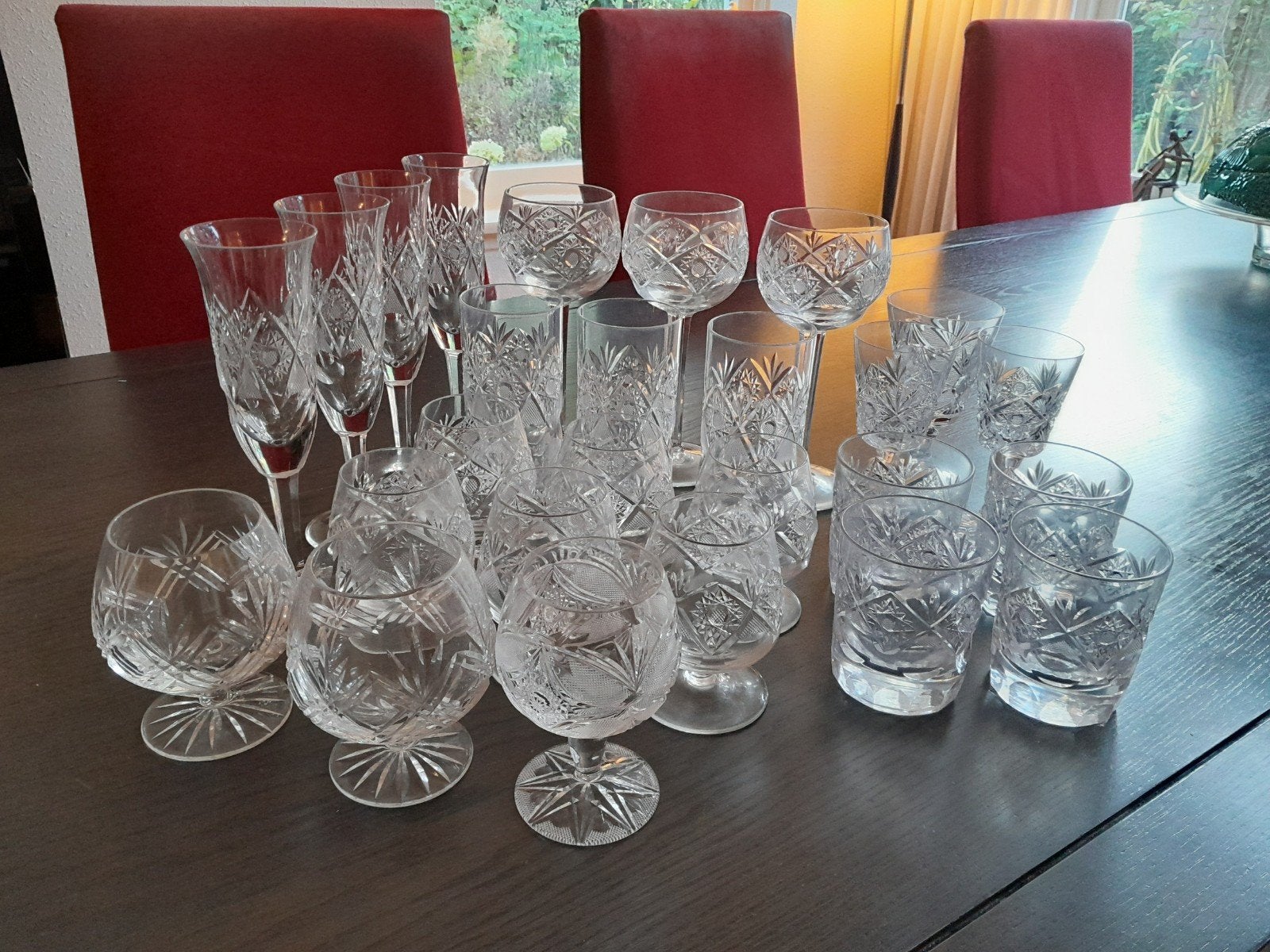 Verzameling antieke / vintage handgeslepen Boheems Kristal
