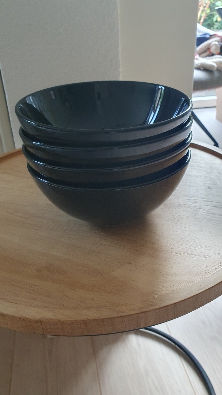Set van 4 zwarte IKEA kommen 16cm, Ophalen, Keramiek, IKEA, Zo goed als nieuw