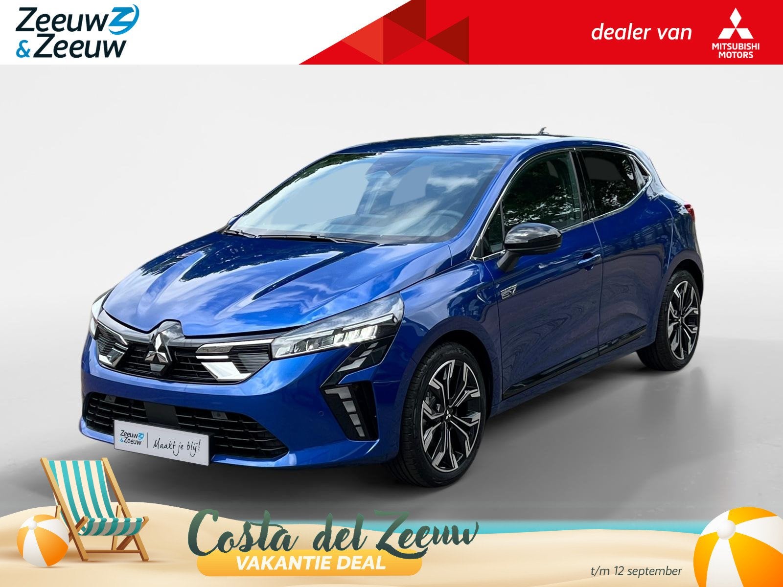 Mitsubishi Colt 1.6 HEV Instyle | Dodehoek Detectie | Bose a, 12 maanden, Blauw, Leder en Stof, Bedrijf