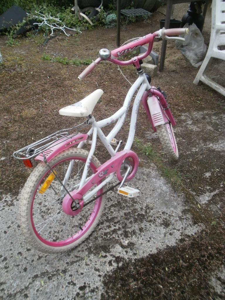 Meisjesfiets roze 20 inch, framehoogte 34 cm, Terugtraprem, Gebruikt, Handrem, 20 inch