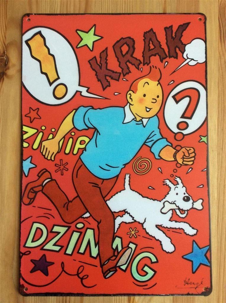 KUIFJE Metalen Wandbord tintin strip kado poster, Verzamelen, Stripfiguren, Verzenden, Kuifje, Nieuw, Beeldje of Figuurtje