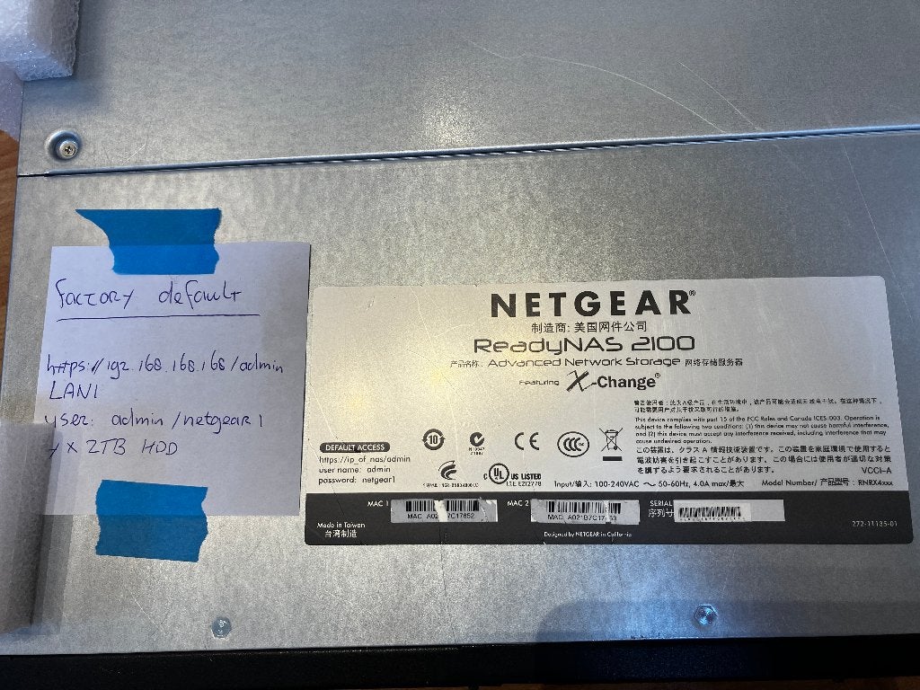 Netgear ReadyNAS 2100 NAS-server (4x2TB), Computers en Software, Ophalen of Verzenden, Gebruikt