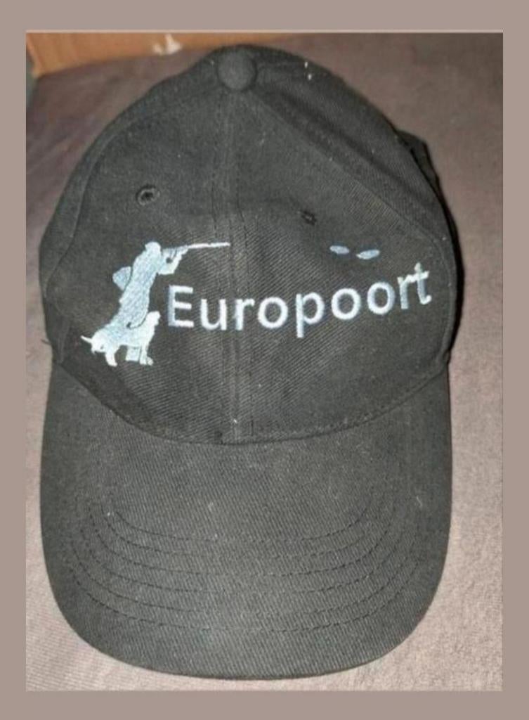 Zwarte pet met Europoort logo en jager/hond print, Pet, King Min Cap, Gedragen, One size fits all