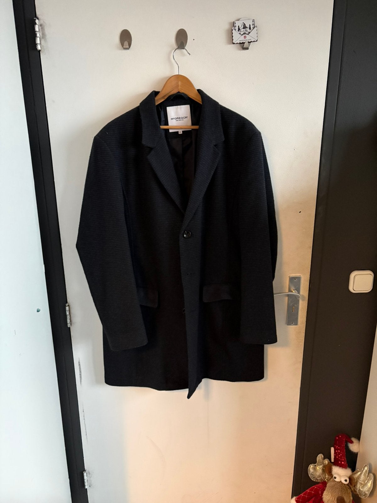 McGregor Wollen Overjas – Donkergrijs/Zwart, Kleding | Heren, Jassen | Winter, Ophalen of Verzenden, Zo goed als nieuw, Overige maten