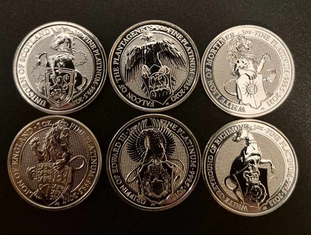 6 x 1 oz platina munten Queen's Beasts serie, Ophalen of Verzenden, Overige landen