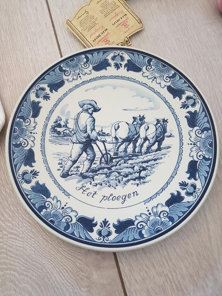 Delfts Blauw wandborden  'Het Oogsten' Royal Goedewaagen, Ophalen of Verzenden