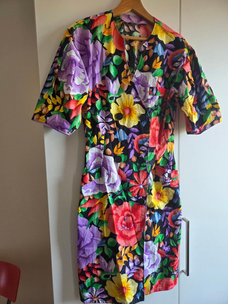 Vintage bloemenjurk - Kleurrijk en uniek, Overige kleuren, Ophalen of Verzenden, Zo goed als nieuw, Knielengte