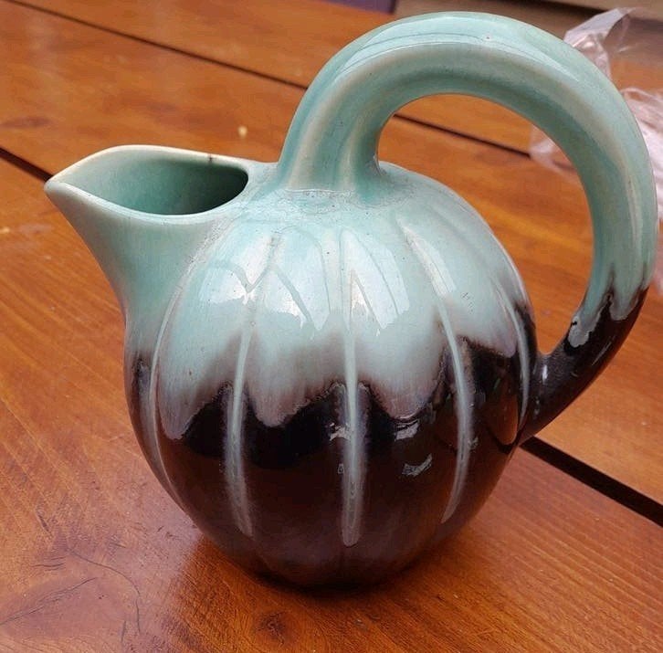 antieke pompen kan, met druipglazuur, groen/grijs, Frans, Antiek en Kunst, Ophalen of Verzenden