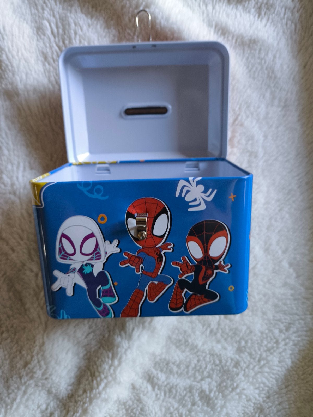 Spiderman Kluisje / Spaarpot met sleutel en slotje, Verzamelen, Ophalen, Gebruikt, Metaal of Blik, Strip- of Tekenfilmfiguur
