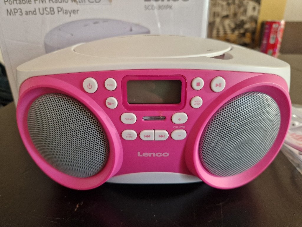 Lenco SCD-301PK Draagbare CD/MP3/USB Speler - Roze, Ophalen of Verzenden, Zo goed als nieuw, Radio, Met cd-speler