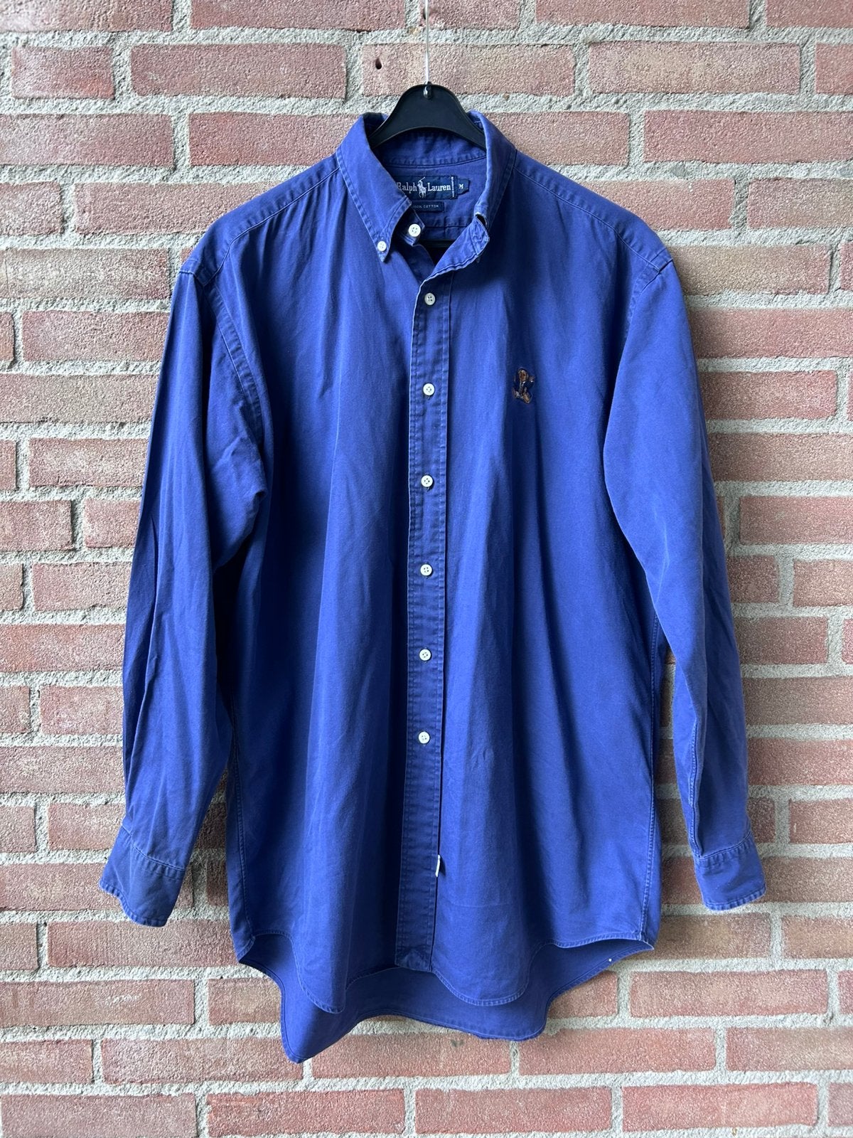 Ralph Lauren Sitting Polo Bear Overhemd RRL Country, Ophalen of Verzenden, Gedragen, Blauw, Halswijdte 39/40 (M)