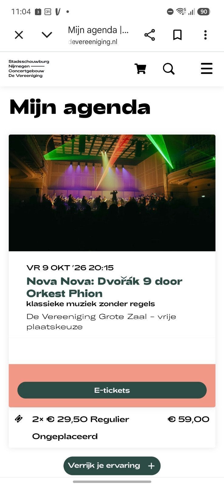 2 tickets voor Dvorák 9, Twee personen, Oktober