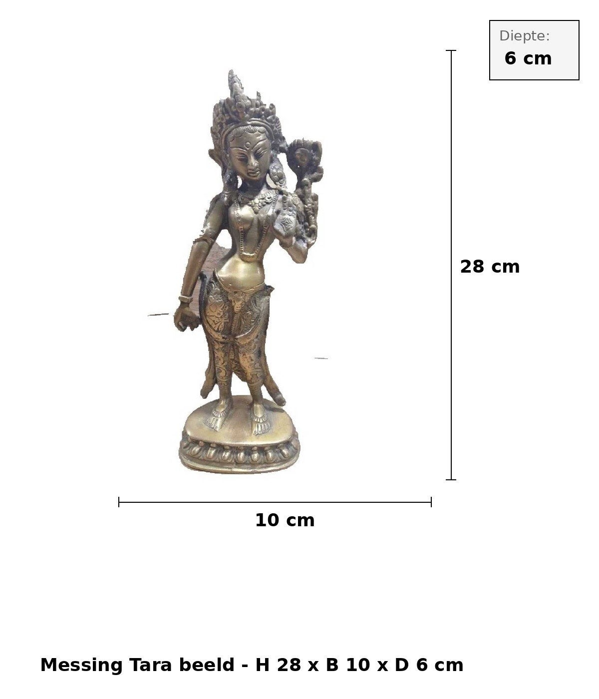 Tara beeld brons, Gepatineerd, Ophalen of Verzenden, 20 - 50 cm, Beeld