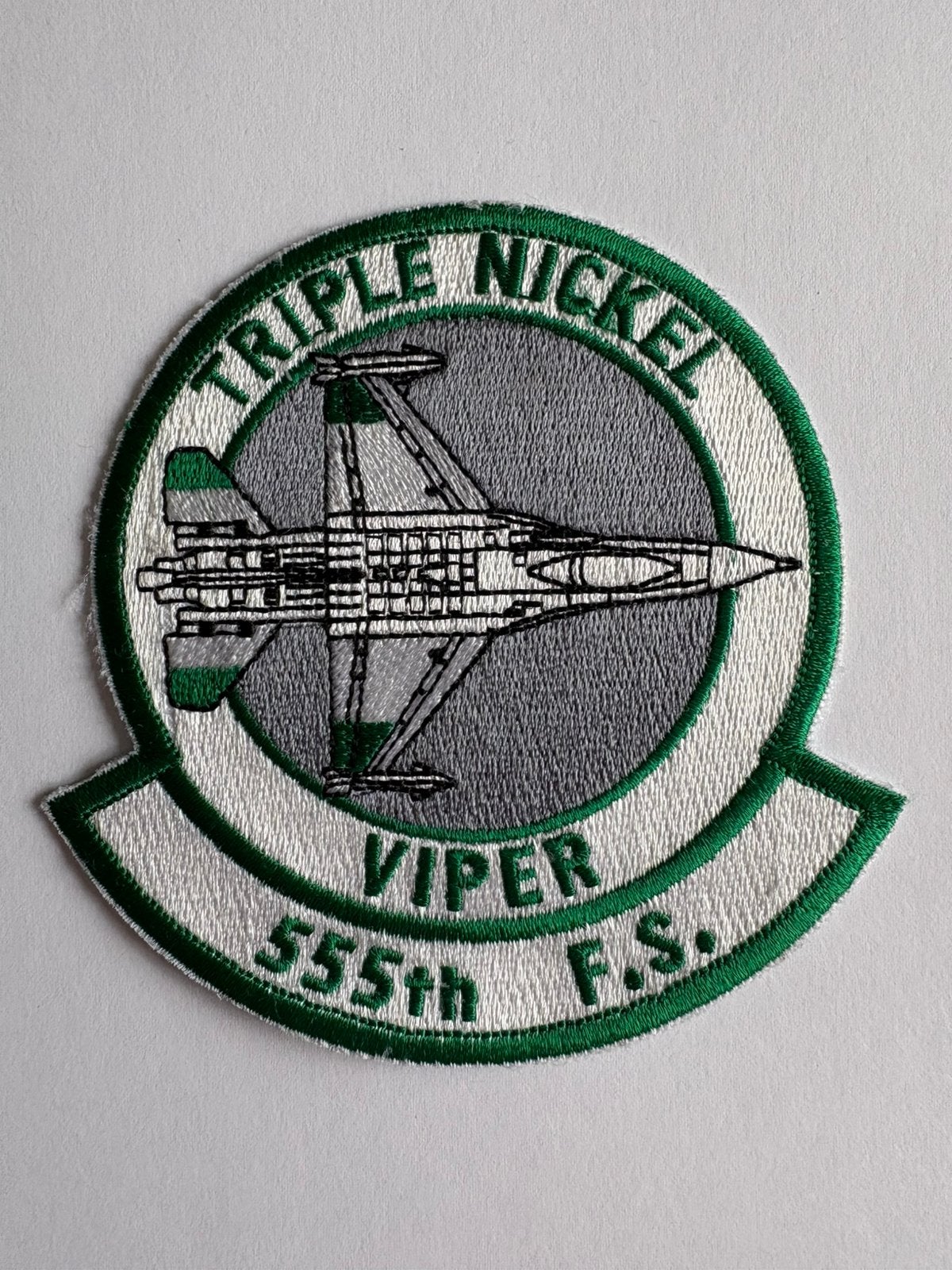 USAF 555th Fighter Squadron patch, Ophalen of Verzenden, Luchtmacht, Amerika, Embleem of Badge