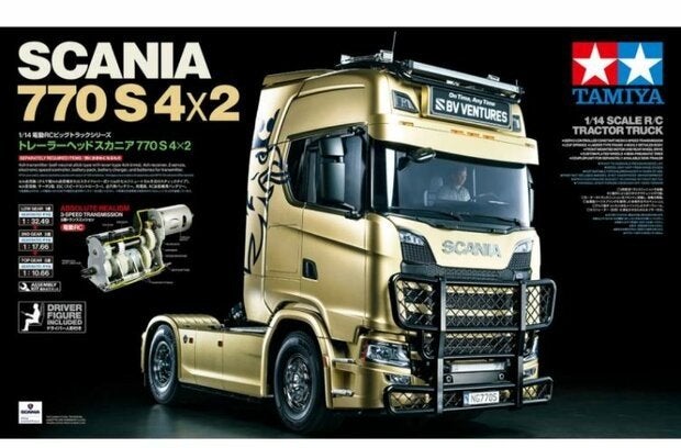 tamiya scania 770s 4x2/ carson kieptrailer, Schaal 1:14, Nieuw, Auto onroad, Ophalen
