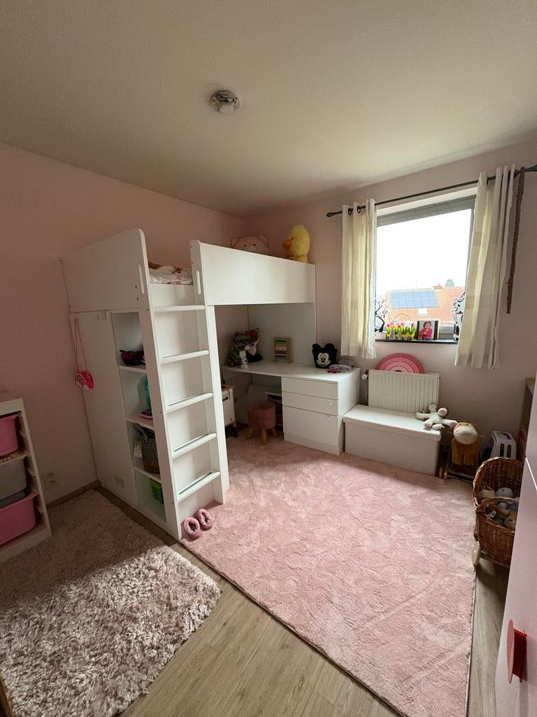 IKEA SMÅSTAD Hoogslaper wit bed, bureau en kledingkast, Ophalen, Gebruikt, Eenpersoons