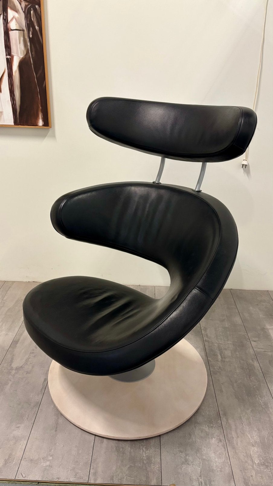 Stokke Varier Peel Fauteuil Zwart Leder, Huis en Inrichting, Fauteuils, Ophalen, ., ., .