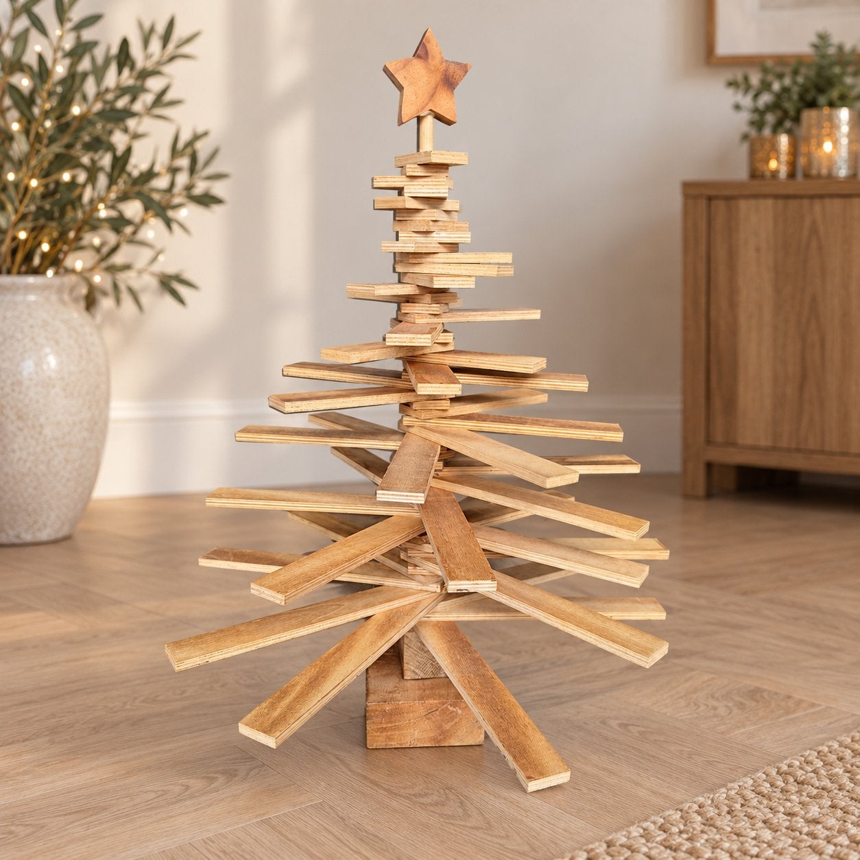 Houten kerstboom 50 cm – handgemaakt , sfeervol, Ophalen of Verzenden, Zo goed als nieuw