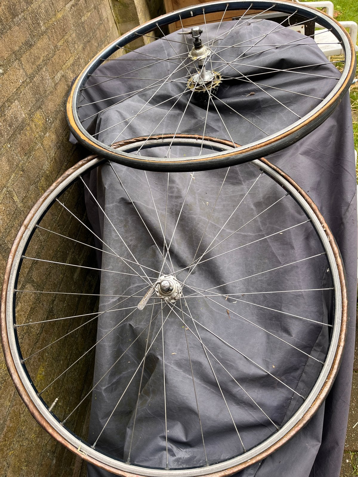 Jaren '70 Mavic wedstrijd wielen met Campagnolo Record naven, Wiel, Gebruikt, Ophalen of Verzenden, Aluminium