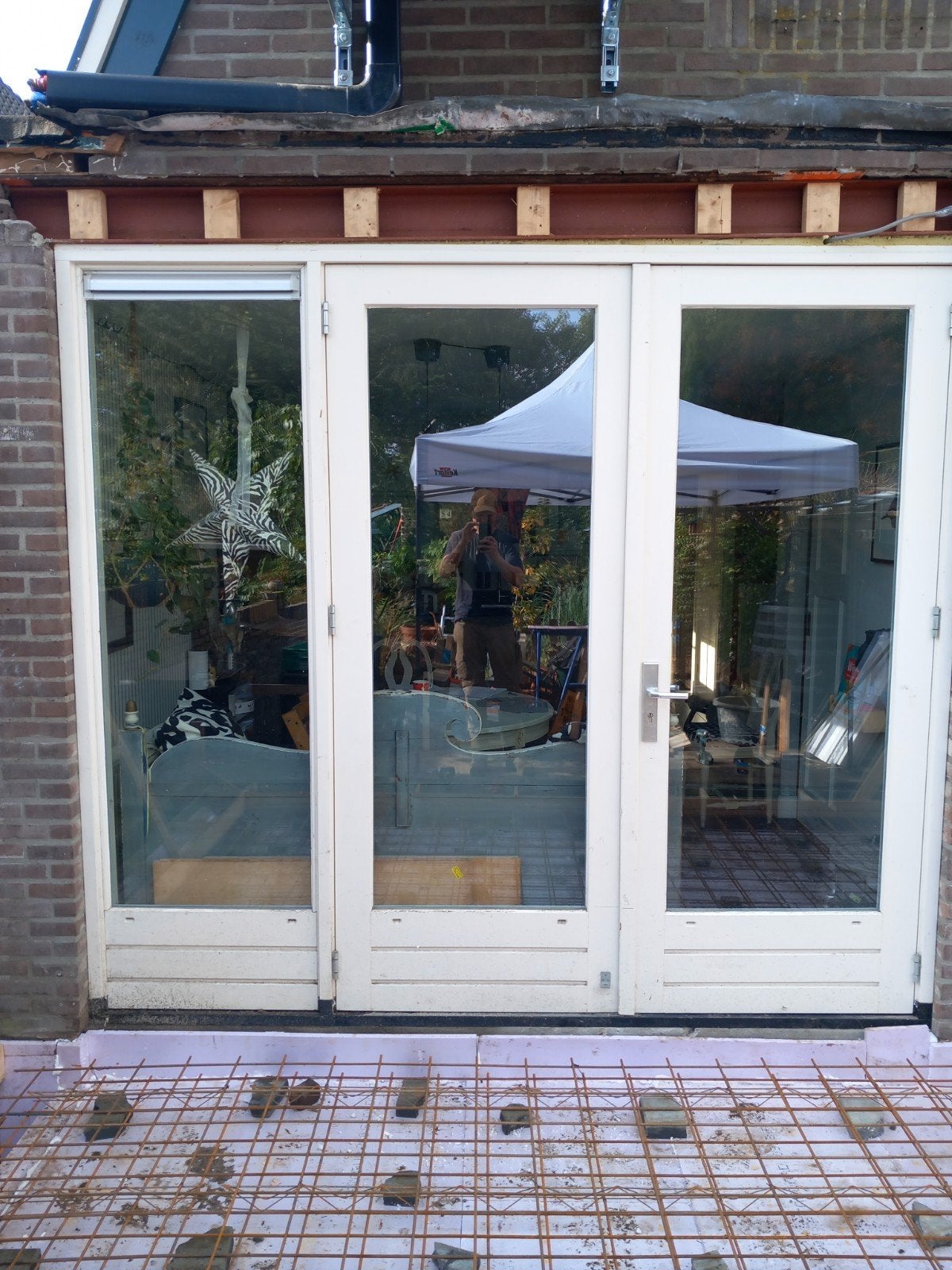 Groot en goed dubbel deurkozijn, Ophalen, Deurkozijn, 225 cm of meer, Inclusief glas