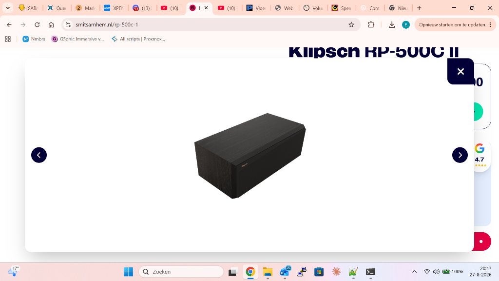 Klipsch RP-500C II Center Luidspreker - Zo goed als nieuw, Zo goed als nieuw, Geschikt voor surround/home cinema, Center speaker