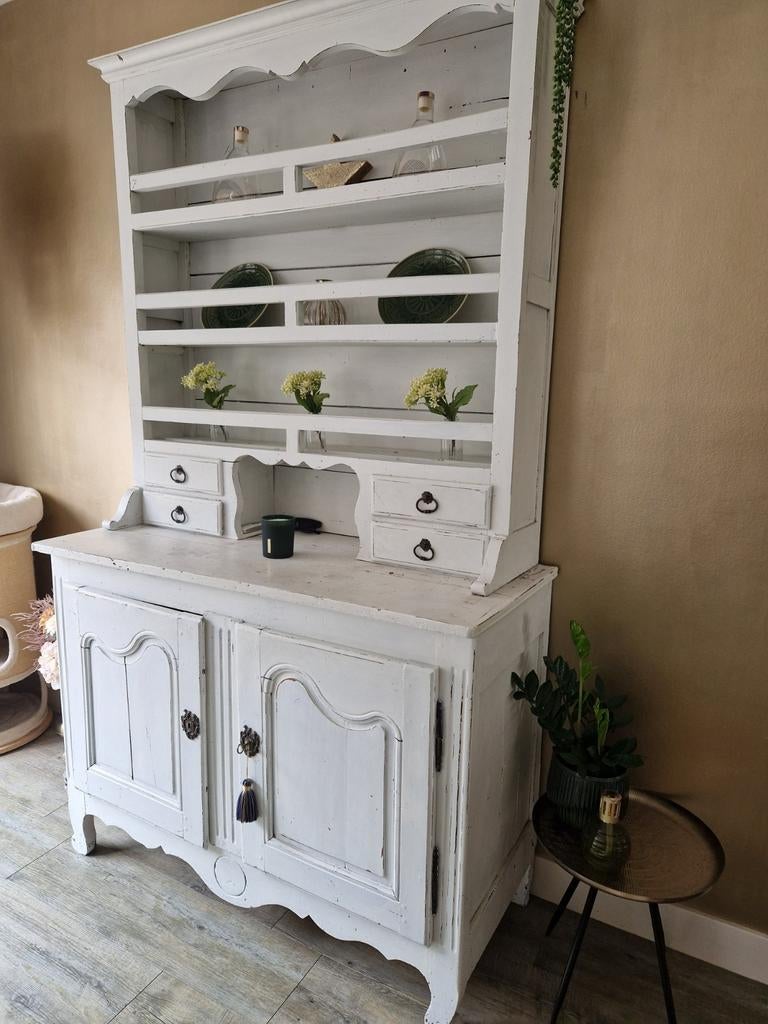 Wit dressoir / servieskast in landelijke stijl, Huis en Inrichting, Kasten | Dressoirs, Ophalen, 50 tot 75 cm, 100 tot 150 cm